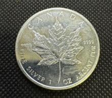 2009 Canadian Maple Leaf 1 Troy Oz .999 Fine Silver Bullion Coin