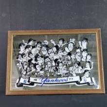 Framed vintage 1977 world champion Yankees seragraph mirror