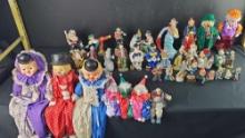 Large lot approx. 35 clown figurines most porcelain/ceramic