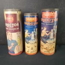 3 sets vintage Gilbert Erector builders toys 10021,10011
