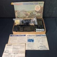 2 boxes vintage Gilbert Erector toys powermatic motor set/constructor 5 in 1 military vehicles