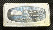 2.2 Oz Sterling Silver Franklin Mint Security Bullion Bar