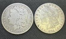 2x 1880-O Morgan Silver Dollars 90% Silver Coins