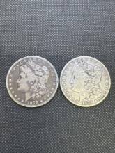 2x 1879 Morgan Silver Dollars 90% Silver Coins
