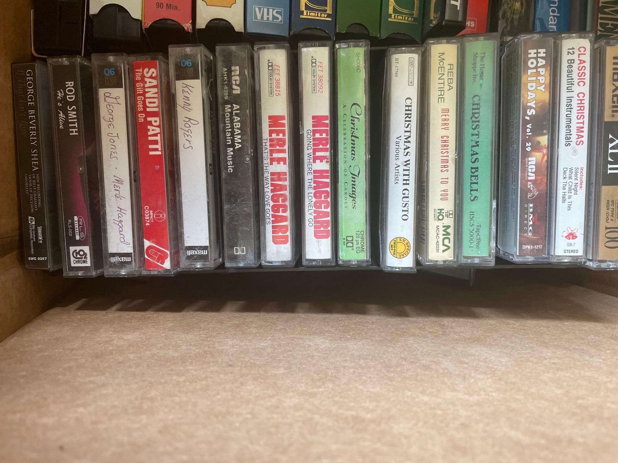 cassette tapes; VHS tapes; CDs