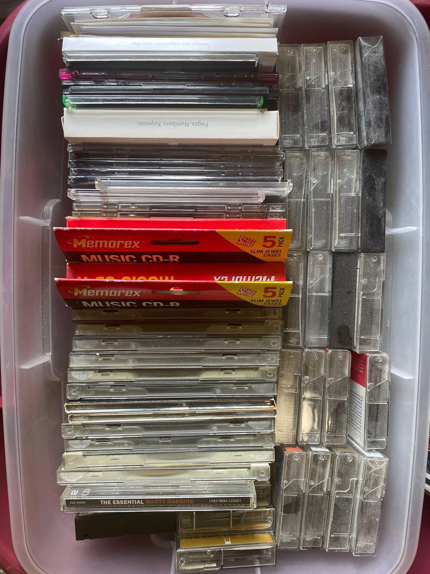 cassette tapes; VHS tapes; CDs