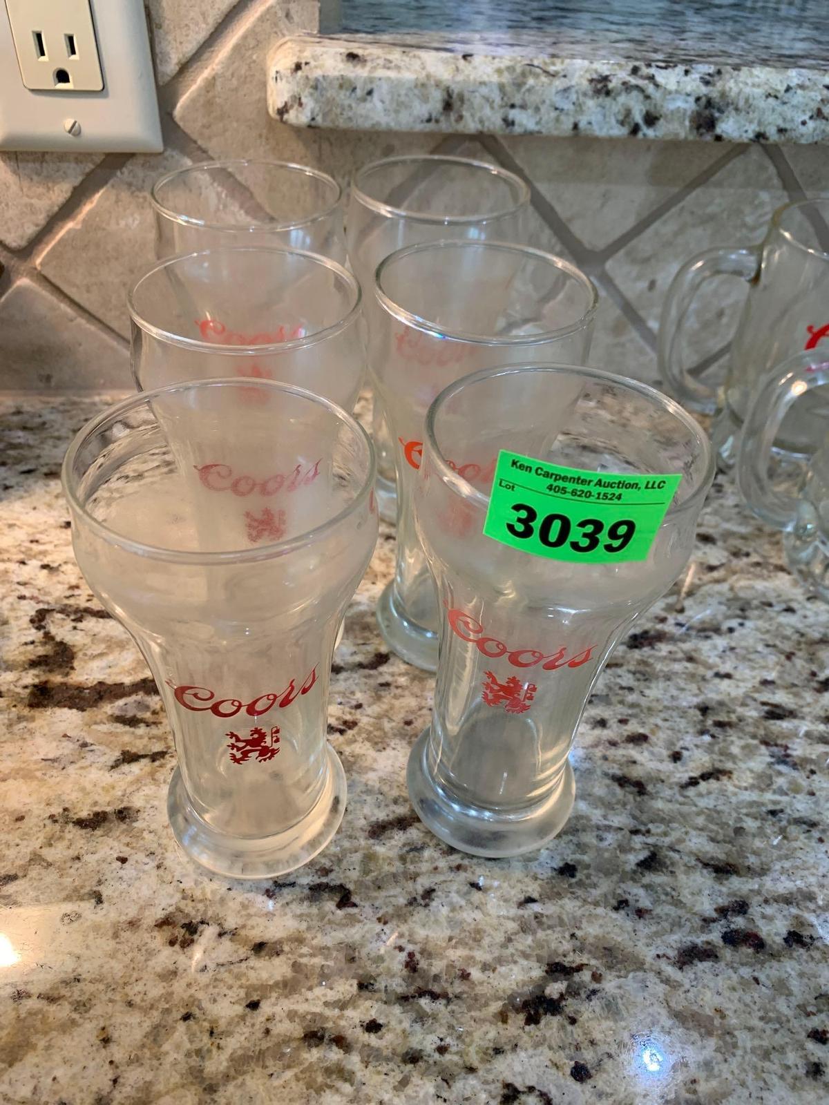 six Coors Libbey glasses