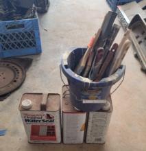 Thompsons water seal, bucket of brushes