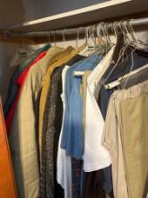 Closet full of mens large shirts, western and T-shirts pants some new some old size 3630 corduroy