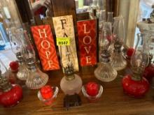 Candle holder and candles and kerosene lamps