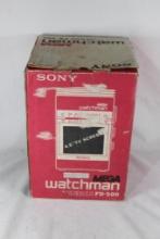 Sony MEGA Watchman black and white TV and FM/AM receiver. In box.