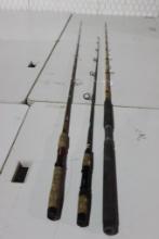 Three spinning rods. Used. Will not ship, pick-up only.