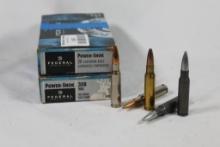One box, 20 rounds, of Federal .308 Win ammo with 180 gr soft point. Also one box 14 rounds of mixed