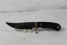 Custom fixed blade 41/2" sheath knife in zippered case. No sheath.