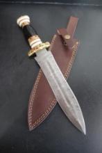 D2 Steel Pointed Dagger, 9 1/2" blade and leather sheath. New in box