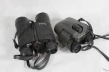Two pairs of binoculars. One Pentax 12x24 and one Weatherby 7x35. Used.