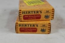 Two boxes of Herter's 308 Win 150gr FMJ. Count 60.