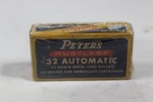 Vintage Peters box of 32 Auto 71gr metal case bullets. Count 46.