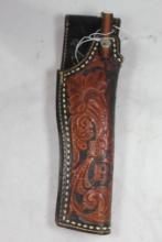 Stelzig Saddlery Co. western floral tooled 7.5" holster with stamped initials BB