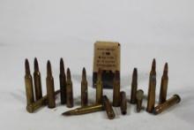 Bag of mixed rifle cartridges.