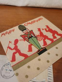 Vintage Christmas Cards W/ Antique Post Card