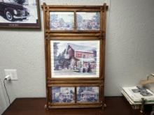 Multiple Paintings In Old Wooden Frame