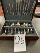 SET OF VARIOUS HOLMES AND EDWARDS SILVER PLATE FLATWARE IN CASE