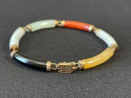 Multi Stone Link Bracelet with 10 K Gold