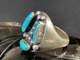 Sterling Silver and Turquoise Mens Ring
