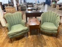(2) Victorian French style light green living room armchair