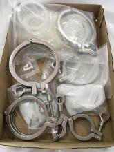 (8) Assorted Size Tri Clamps & Several Washers
