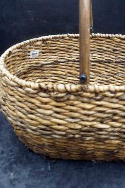 Large Decorative Basket From World Market & Metal Bird Jewelry Stand