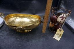 Metal Egg Basket W/ Decorative Eggs, Hammered Decorative Bowl, Economical Dinnerware Plates