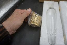 Glass Vase W/ Brass Accent Pieces