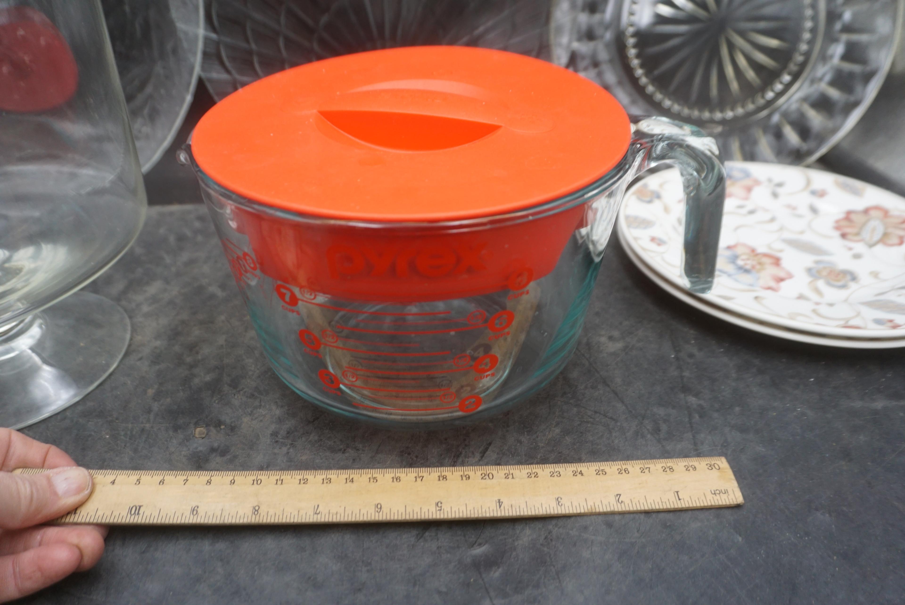 Trifle Dish, Pyrex Batter/Measuring Bowl, Plates & Platters