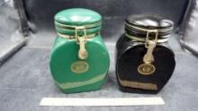 2 - European Coffeehouse Canisters (One Is Chipped)