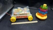 Playskool Pull-Behind W/ Letter Blocks & Stacking Toy