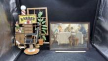 Burwood Wall Hanging Barber Scene & Framed Praying Family Picture