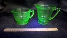 Uranium Green Glass Measuring Cups (Small Chip On Base Of One)