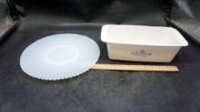 Corningware Casserole Dish & Crimped Plate