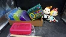 Plastic Pencil Boxes, Easter Eggs & 2 Plush People