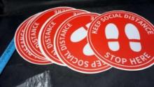 Social Distancing Stop Here Decals