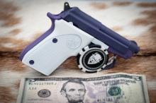 Beretta Model 21A, Custom purple paint, 22LR, tip barrel Serial number BES91716U