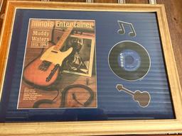 Lot of 3 Music Framed Memorabilia - Deja vu, Neil Young, and Muddy Waters