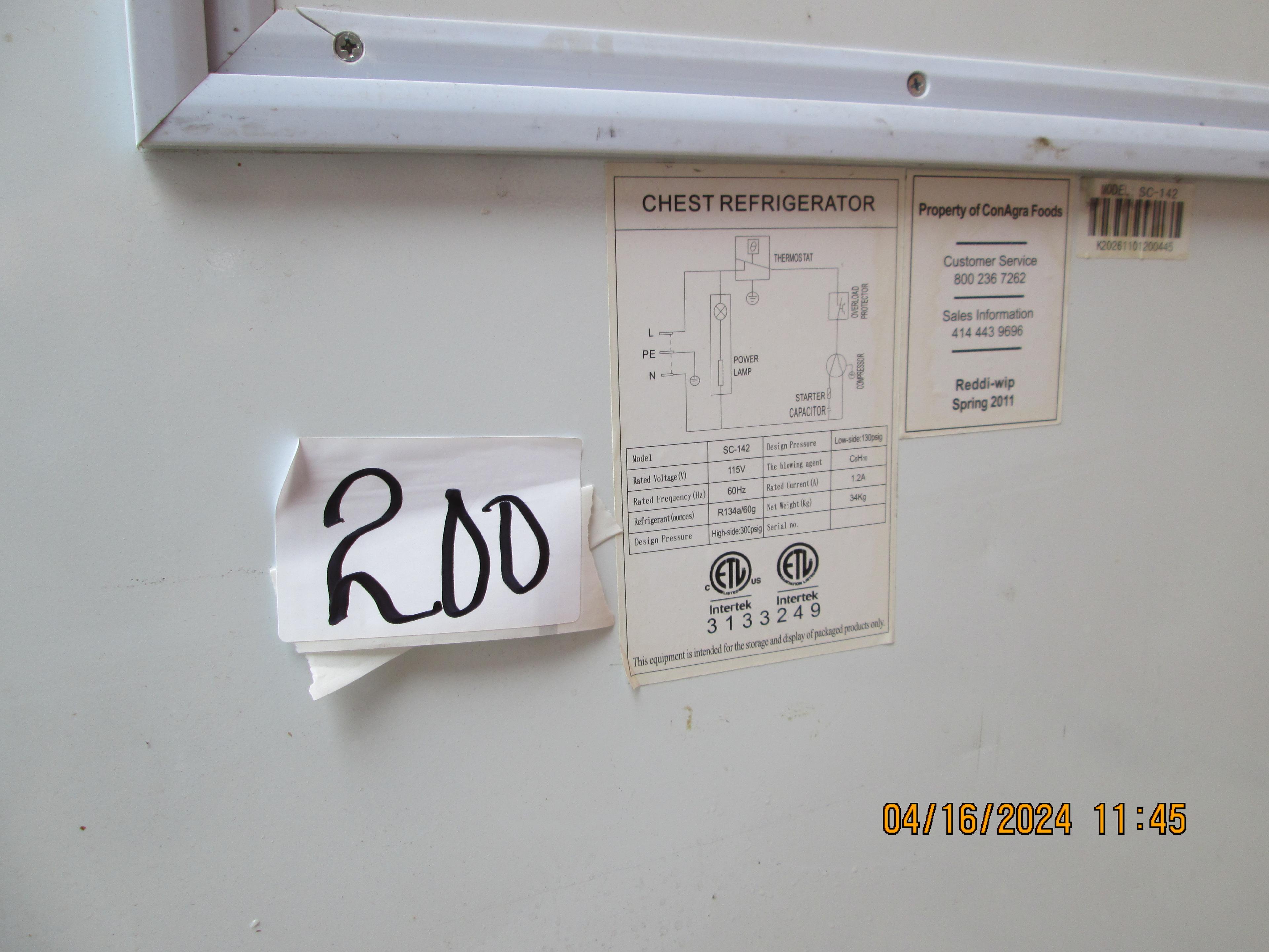 Intertek Chest Refridgerator