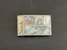 Sterling Silver/Mother of Pearl Womans Belt Buckle.