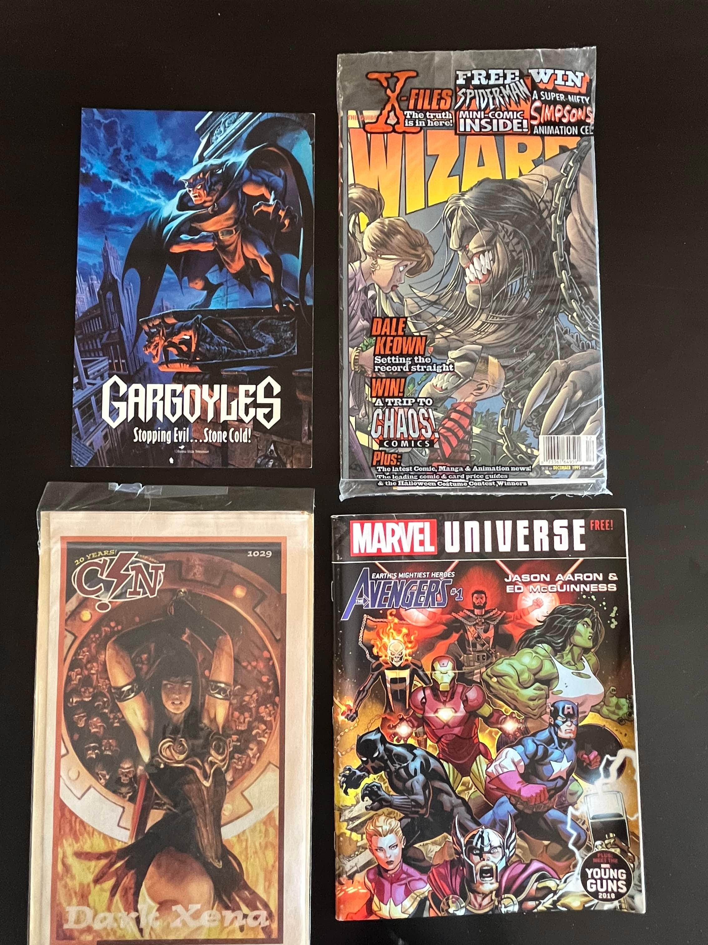 4 Misc Comic Items Gargoyles WIzardMarvel Universe C!N Dark Xena