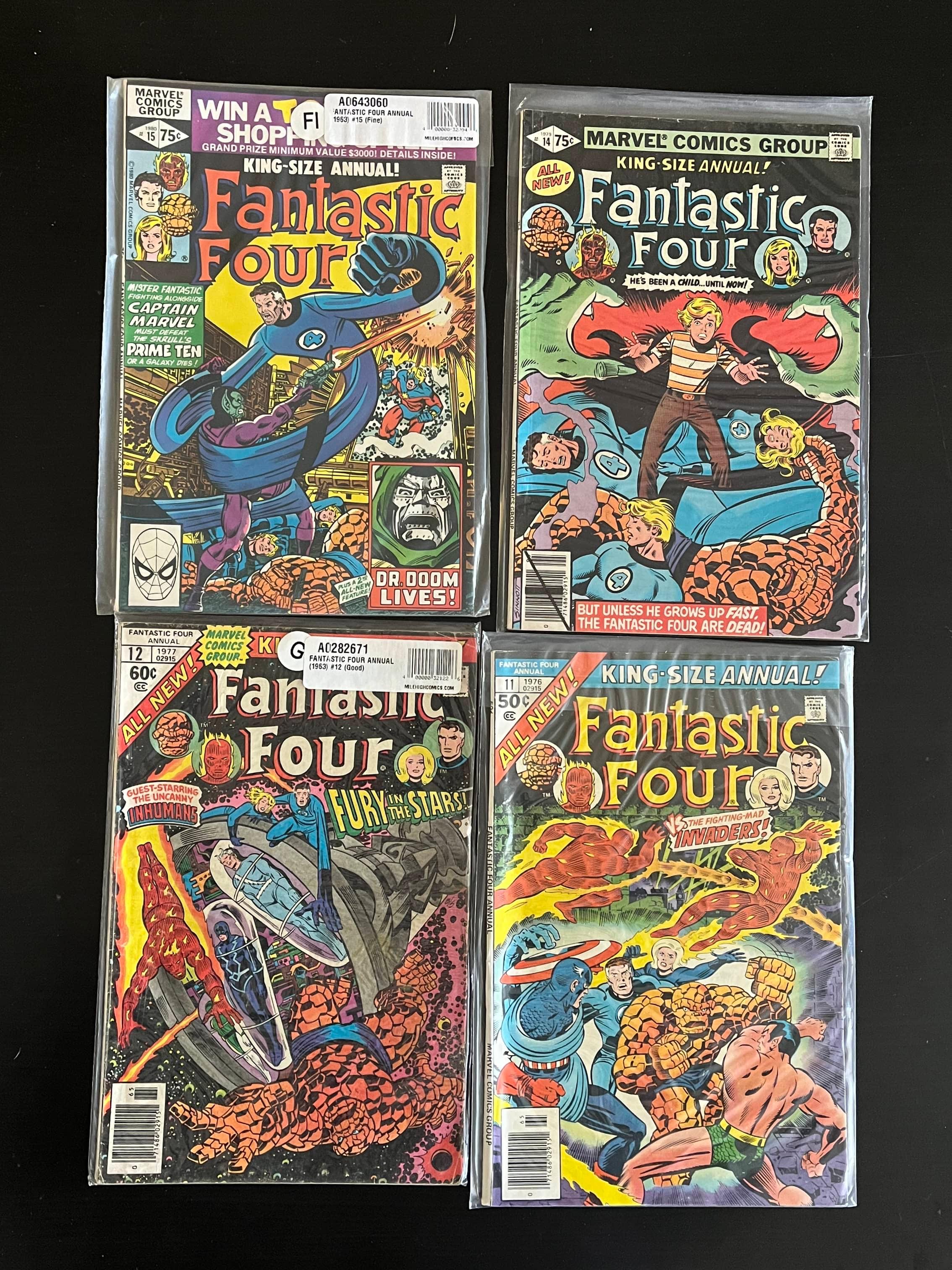 4 Issues Fantastic Four Annual Comic #11 #12 #14 & #15 Marvel Comics Bronze Age Comics