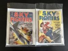 (2) Antique "Sky Fighters" Pulp Magazines. 1948 and 1950.