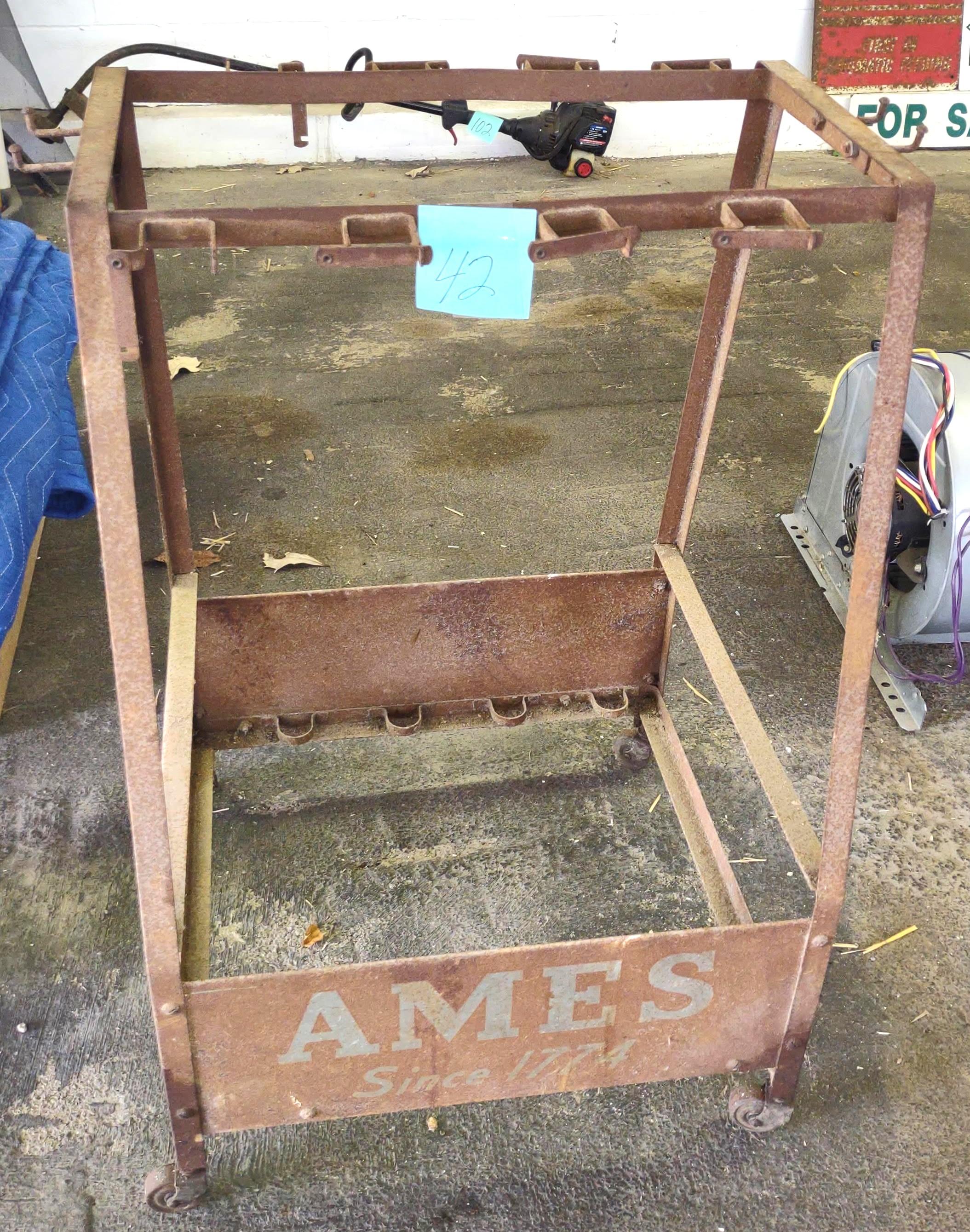 VINTAGE METAL AMES TOOL ORGANIZER ON WHEELS - PICK UP ONLY